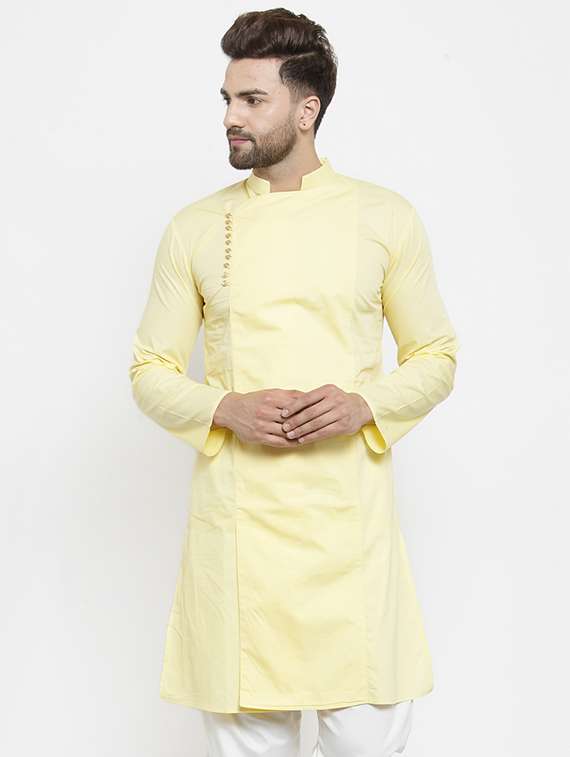 yellow solid long  kurta