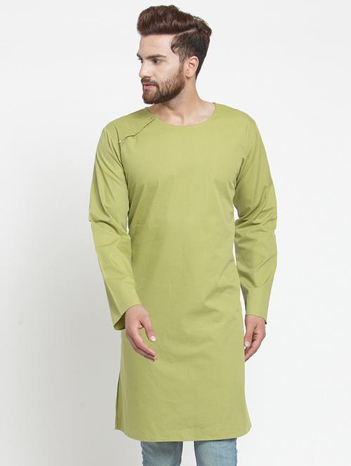 green solid long kurta - 16226445 -  Standard Image - 0