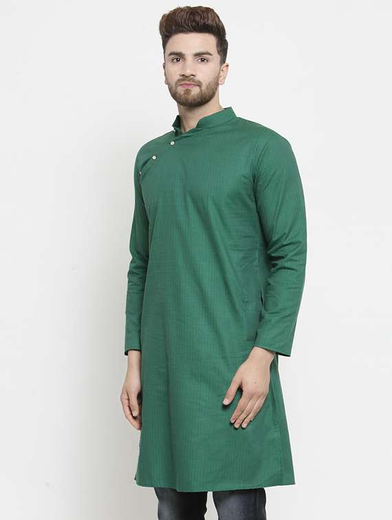 green solid long kurta - 16226447 - Standard Image - 1