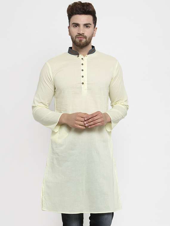 yellow solid long kurta