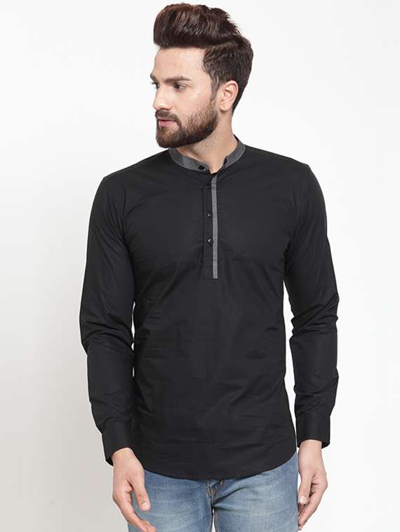black solid short kurta