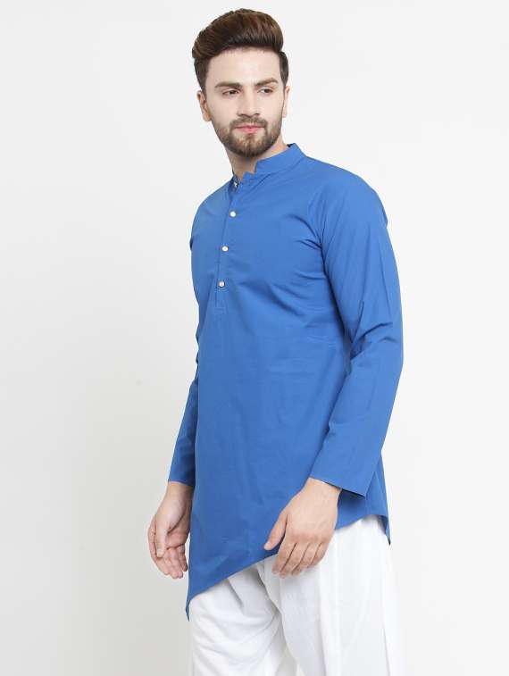blue solid asymmetric kurta - 16226459 - Standard Image - 1