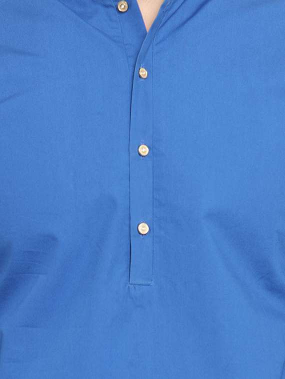 blue solid asymmetric kurta - 16226459 - Standard Image - 4