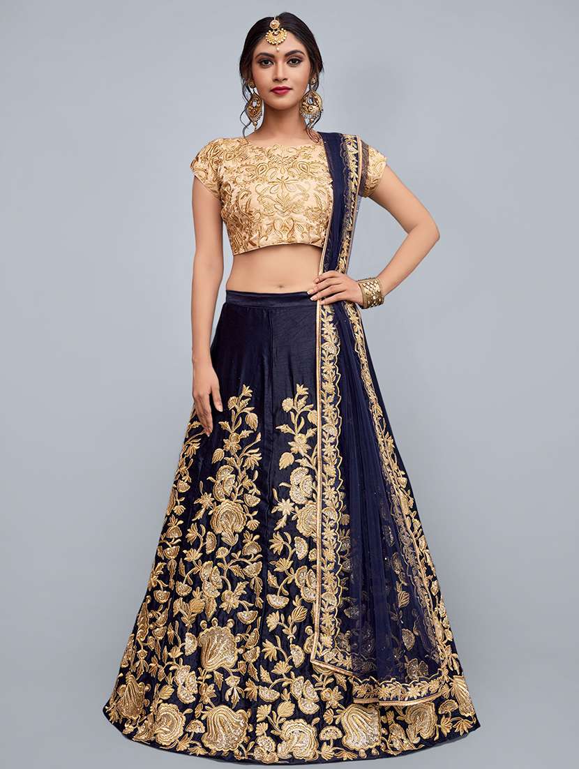 floral embroidered a-line lehenga