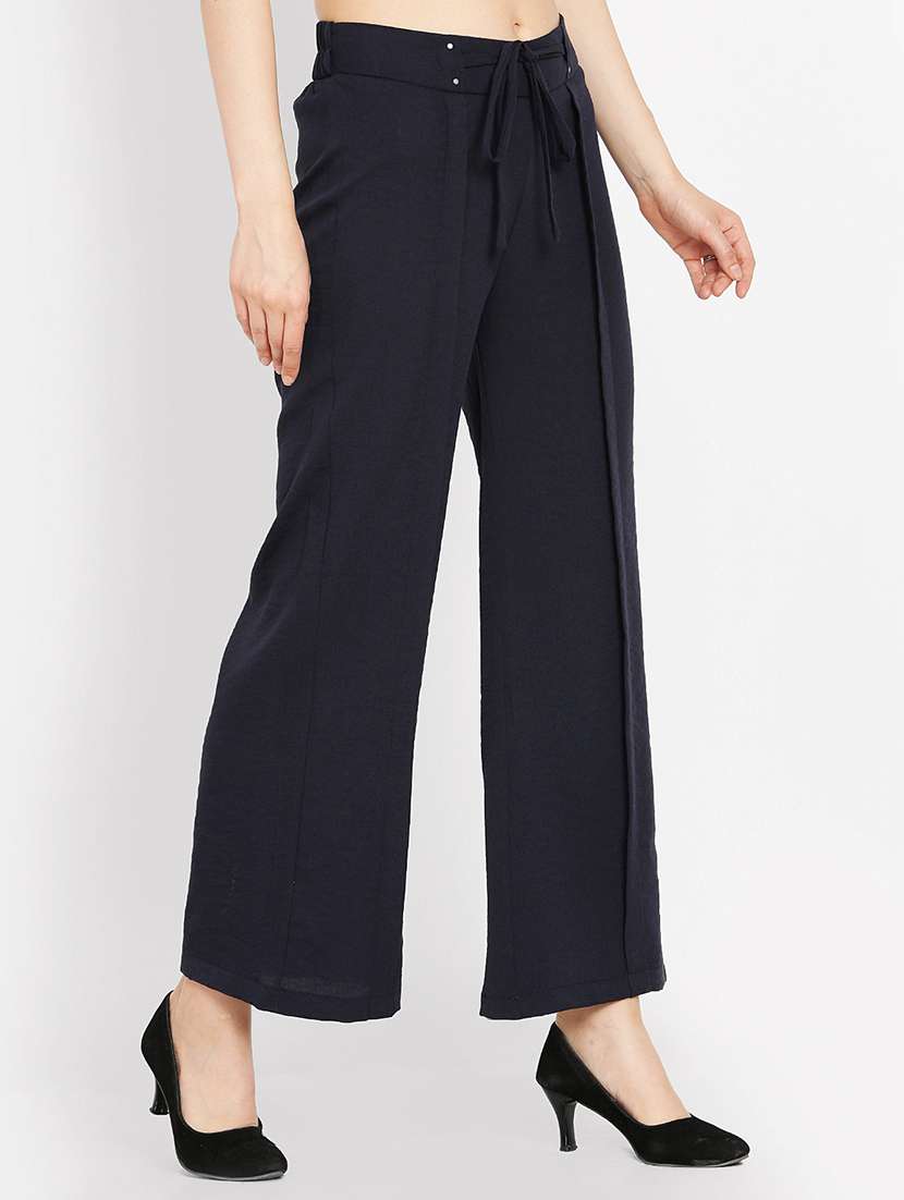 drawstring waist wide leg trouser - 16226899 - Standard Image - 1