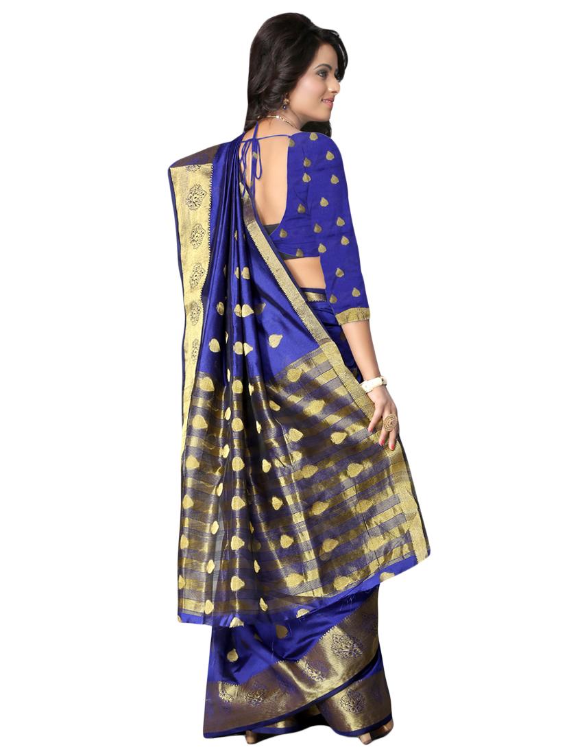 ethnic zari motifs banarasi saree with blouse - 16227075 - Standard Image - 1
