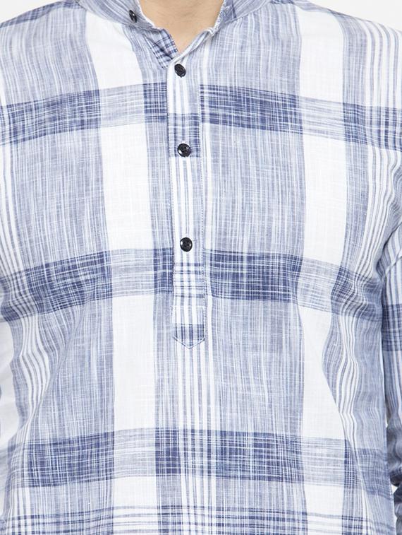 light blue checkered long kurta - 16227380 - Standard Image - 4