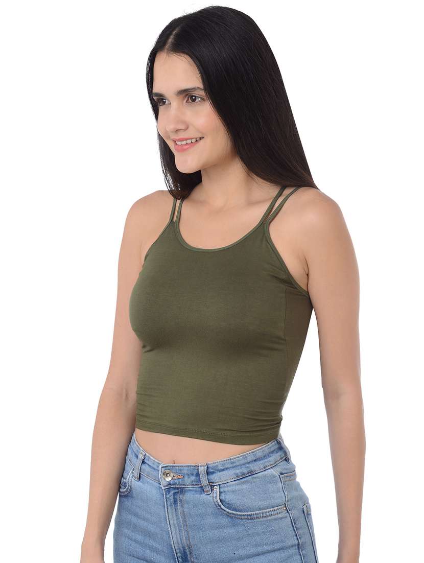 criss cross back solid camisole - 16227552 - Standard Image - 1