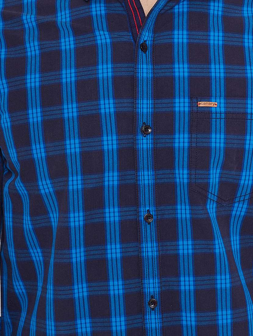 blue checkered casual shirt - 16229734 - Standard Image - 4