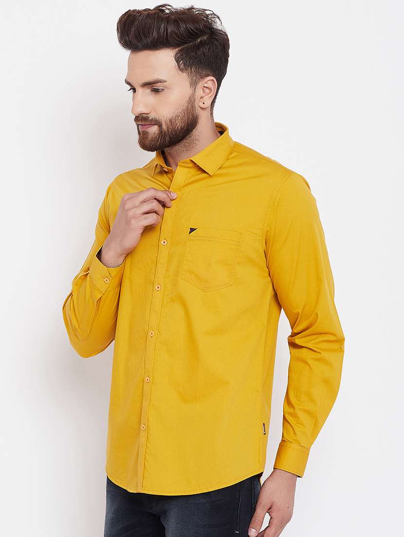 yellow solid casual shirt - 16229745 -  Standard Image - 1