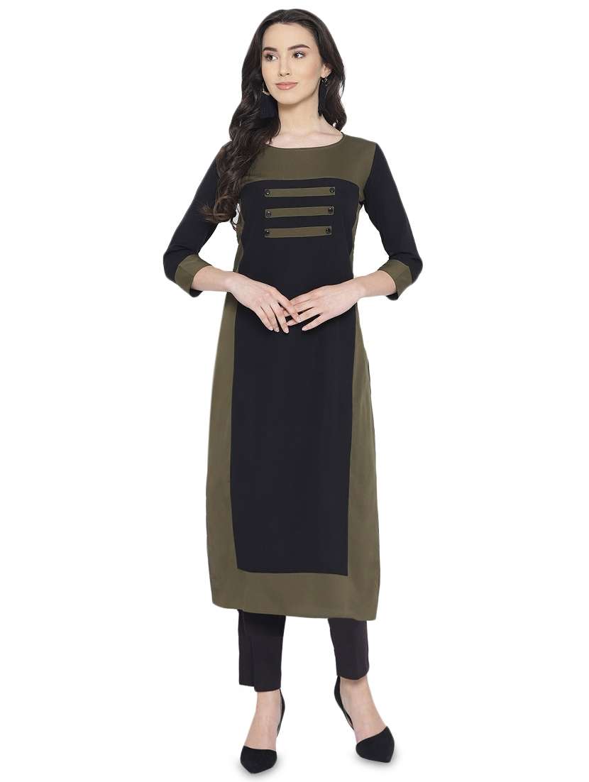 color block straight kurta