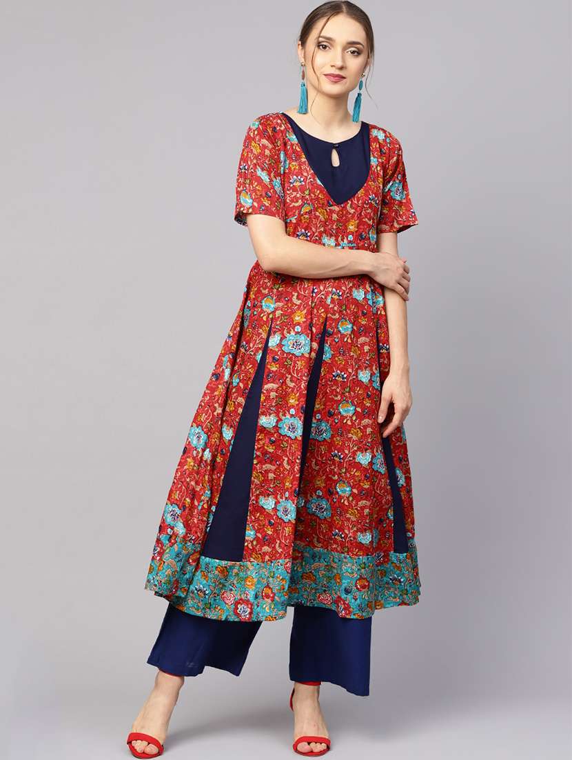 kalamkari printed anarkali kurta