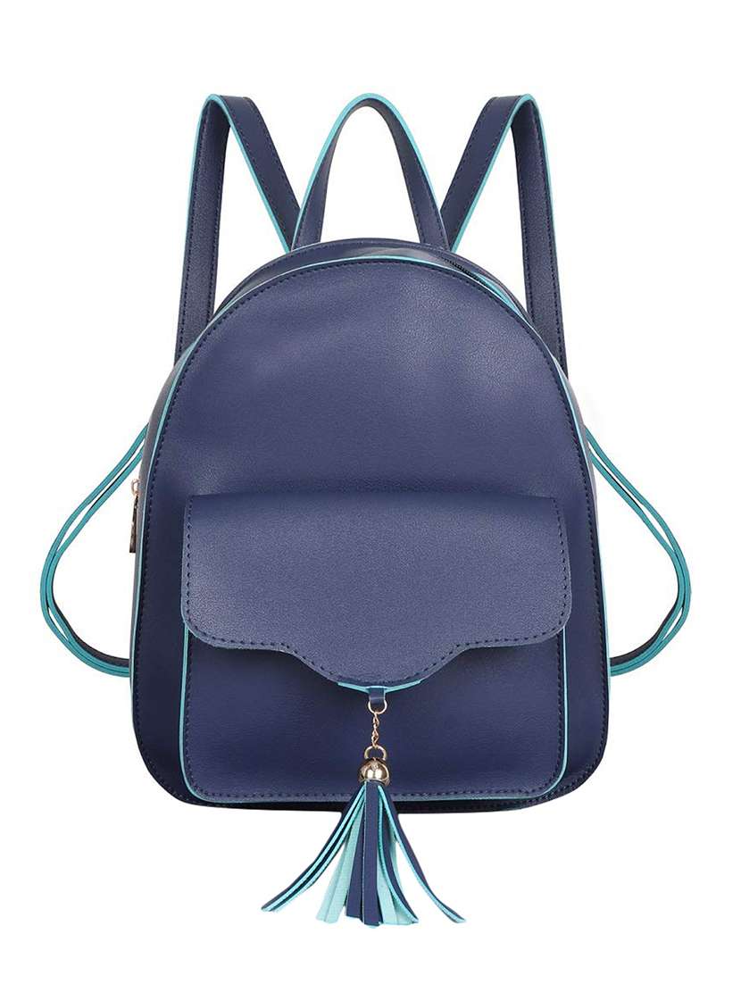blue leatherette (pu) regular backpack