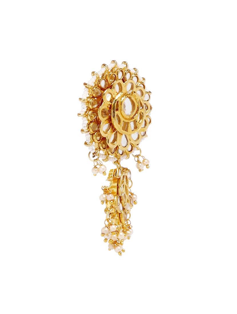 gold metal drop earring - 16235701 - Standard Image - 1