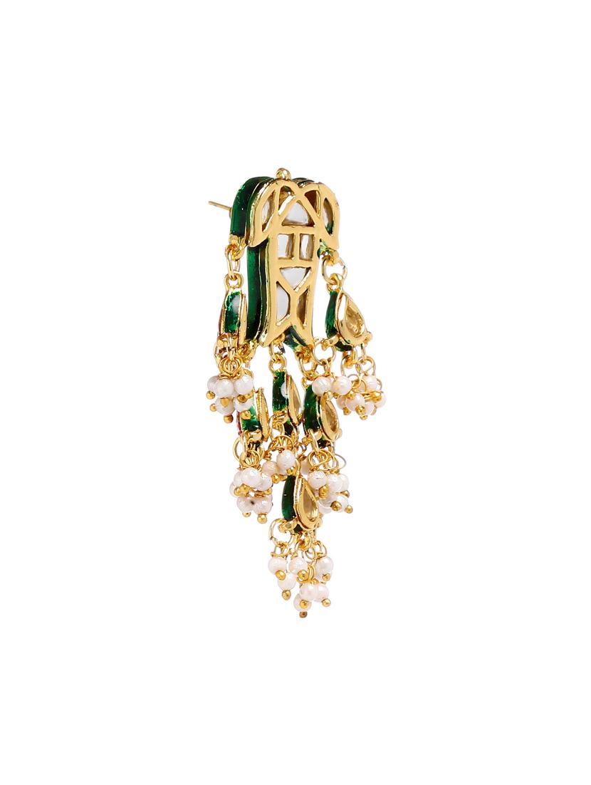 gold metal drop earring - 16235714 - Standard Image - 1