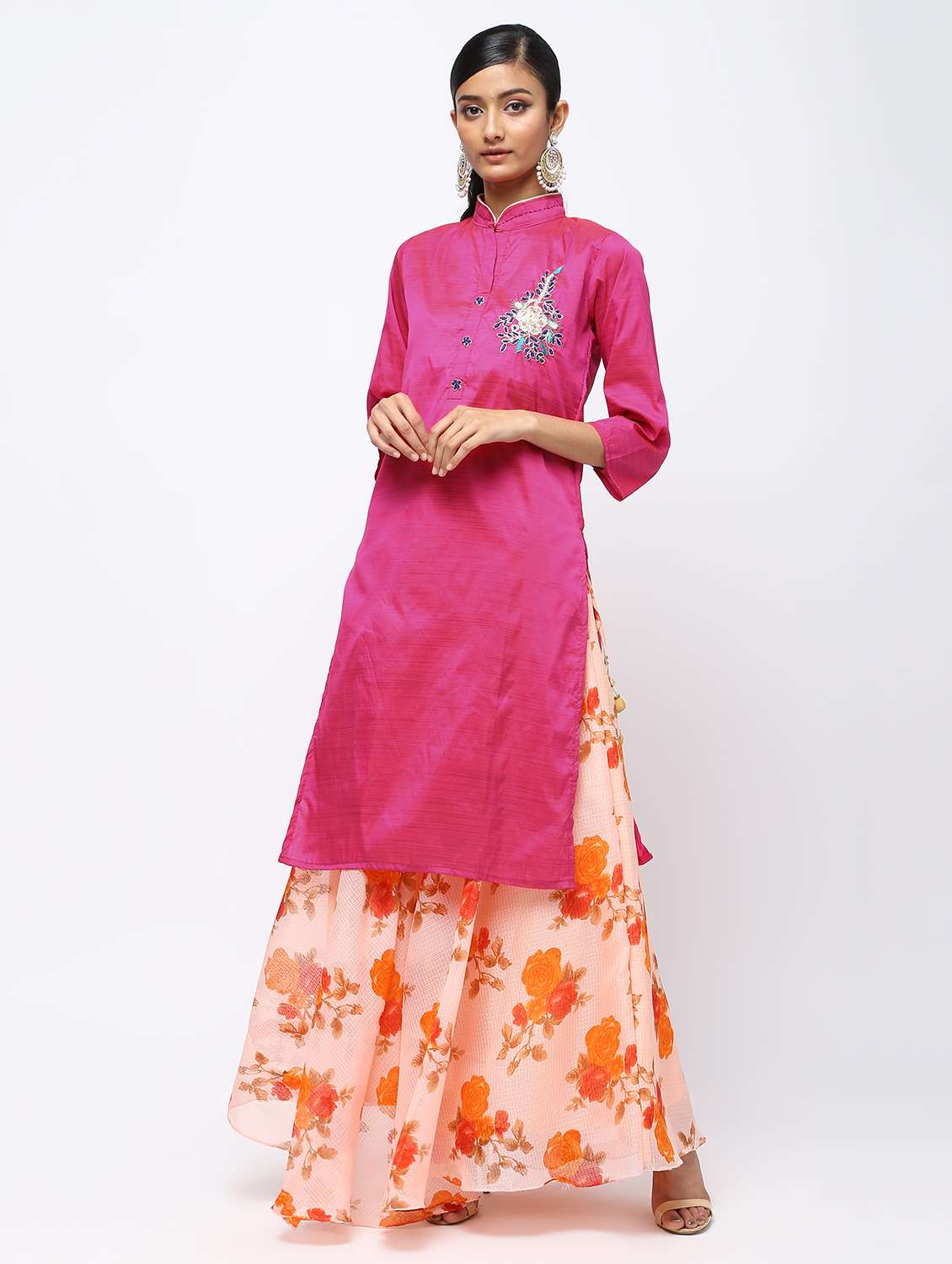 embellished kurta skirt set