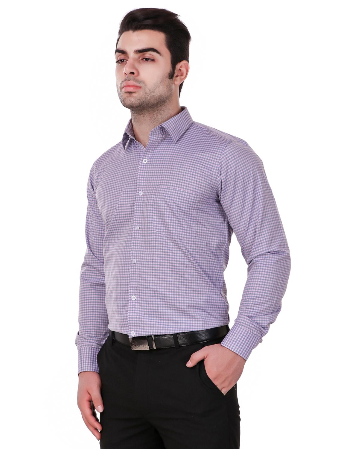 purple checkered formal shirt - 16236500 - Standard Image - 1