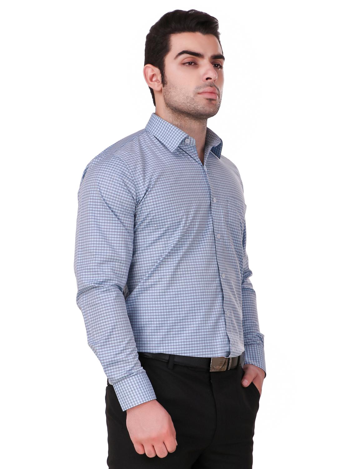 blue checkered formal shirt - 16236501 - Standard Image - 1