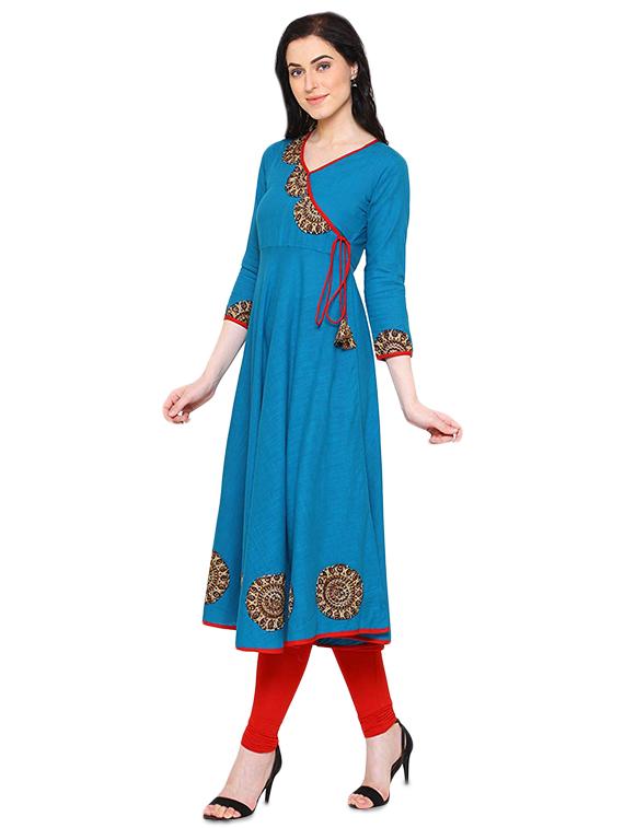 kalamkari printed angrakha kurta - 16236530 -  Standard Image - 1