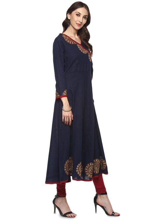 kalamkari printed angrakha kurta - 16236531 -  Standard Image - 1