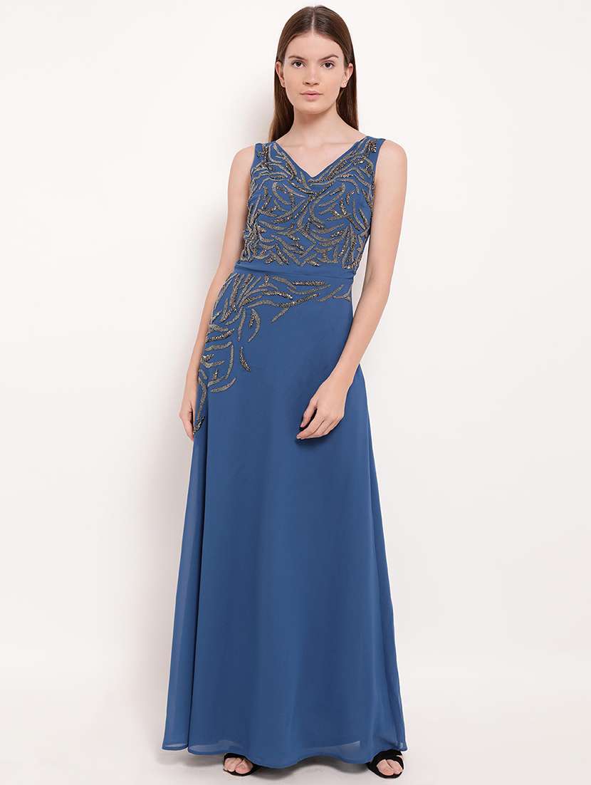 v- neck embellished gown  