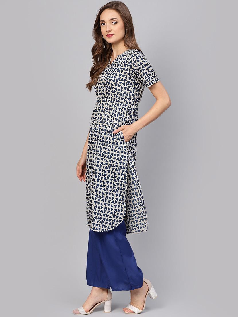 geometrical printed kurta palazzo set - 16237443 -  Standard Image - 1