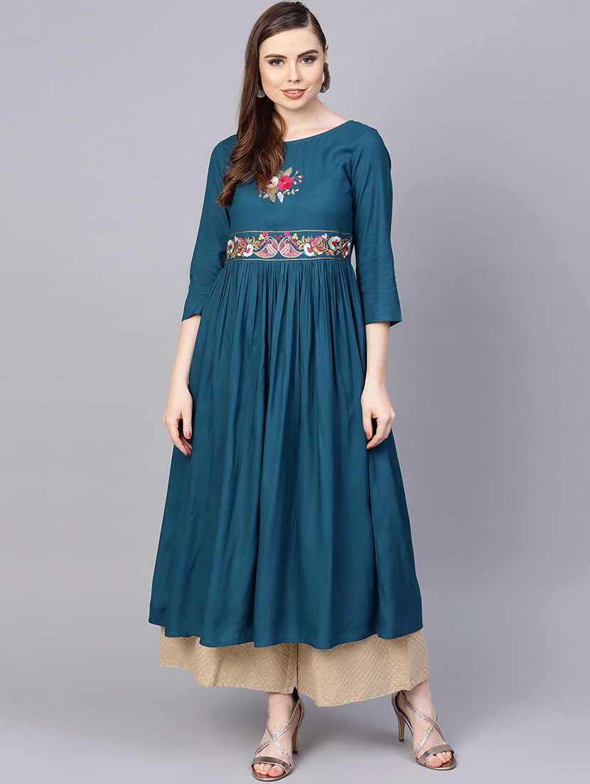 embroidered flared  kurta