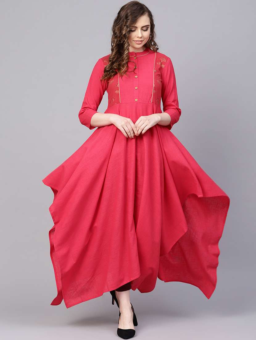 block print asymmetric  kurta