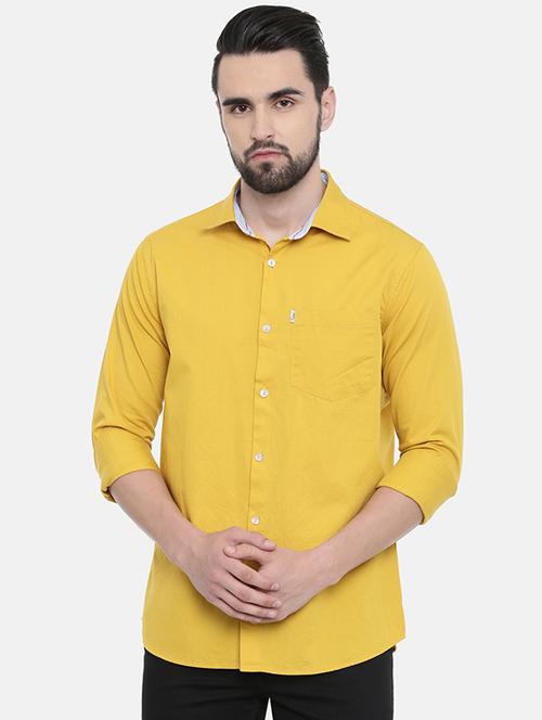 yellow solid casual shirt - 16238390 - Standard Image - 0