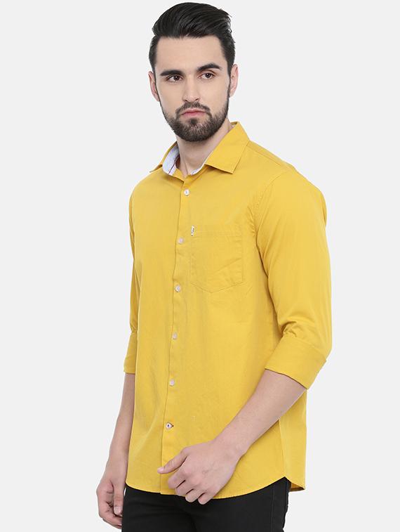 yellow solid casual shirt - 16238390 - Standard Image - 1