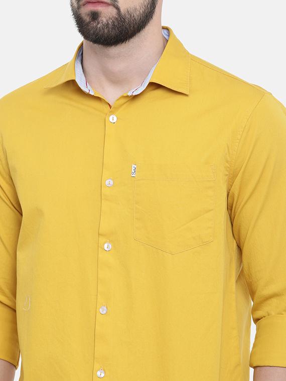 yellow solid casual shirt - 16238390 - Standard Image - 4