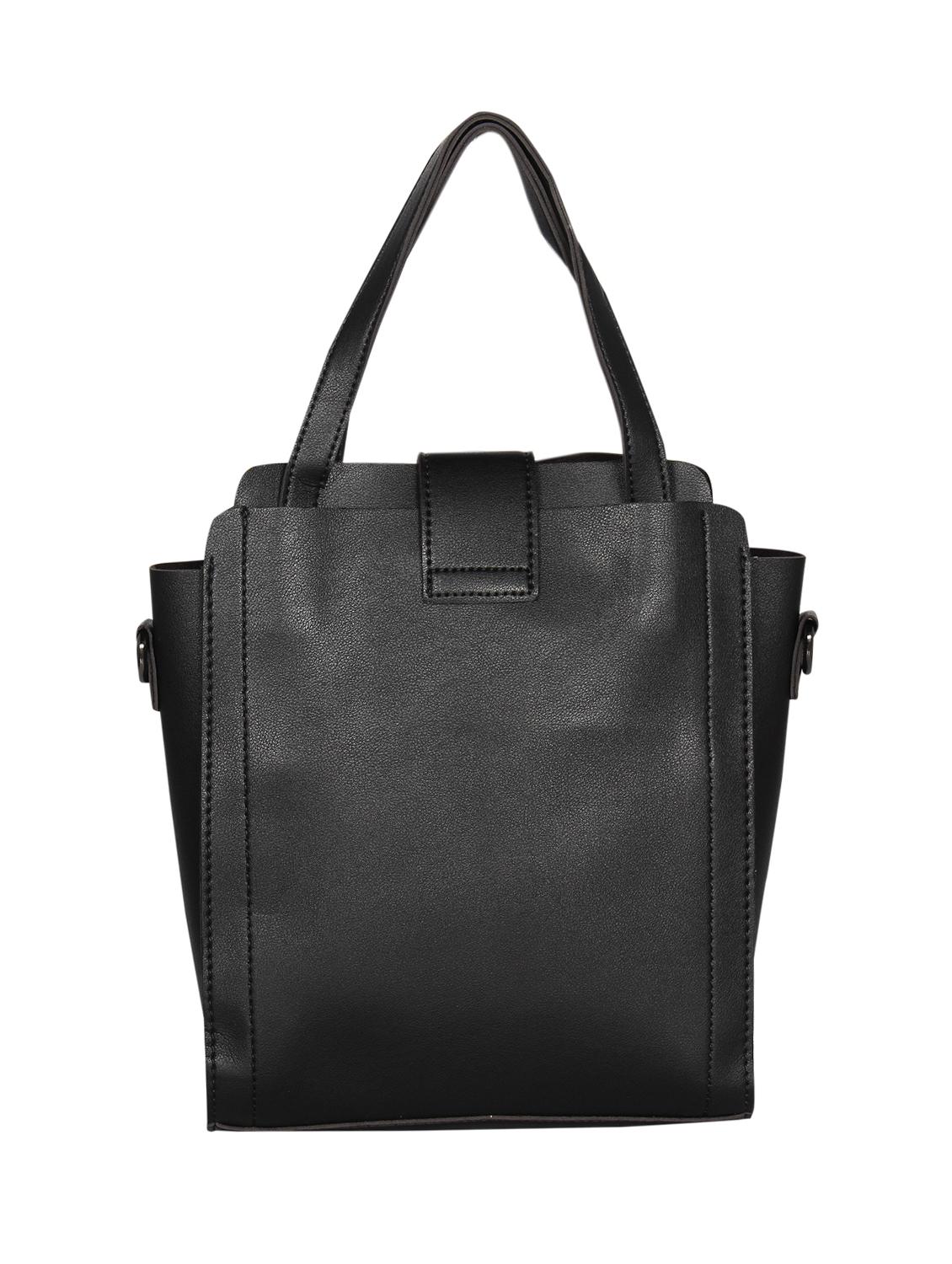 black leatherette (pu) handbag and purse combo - 16238469 -  Standard Image - 1