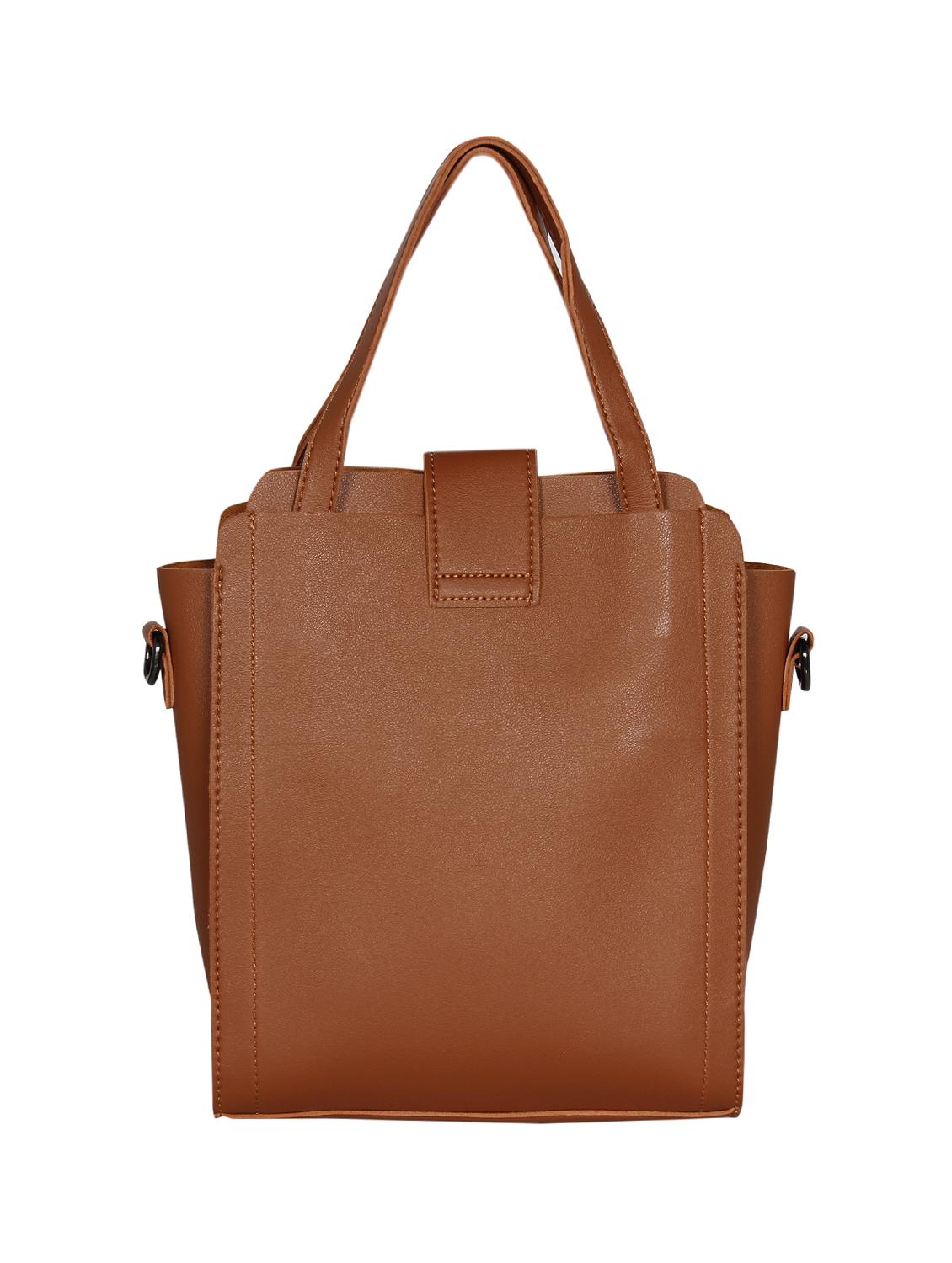 tan leatherette (pu) handbag and purse combo - 16238474 - Standard Image - 1