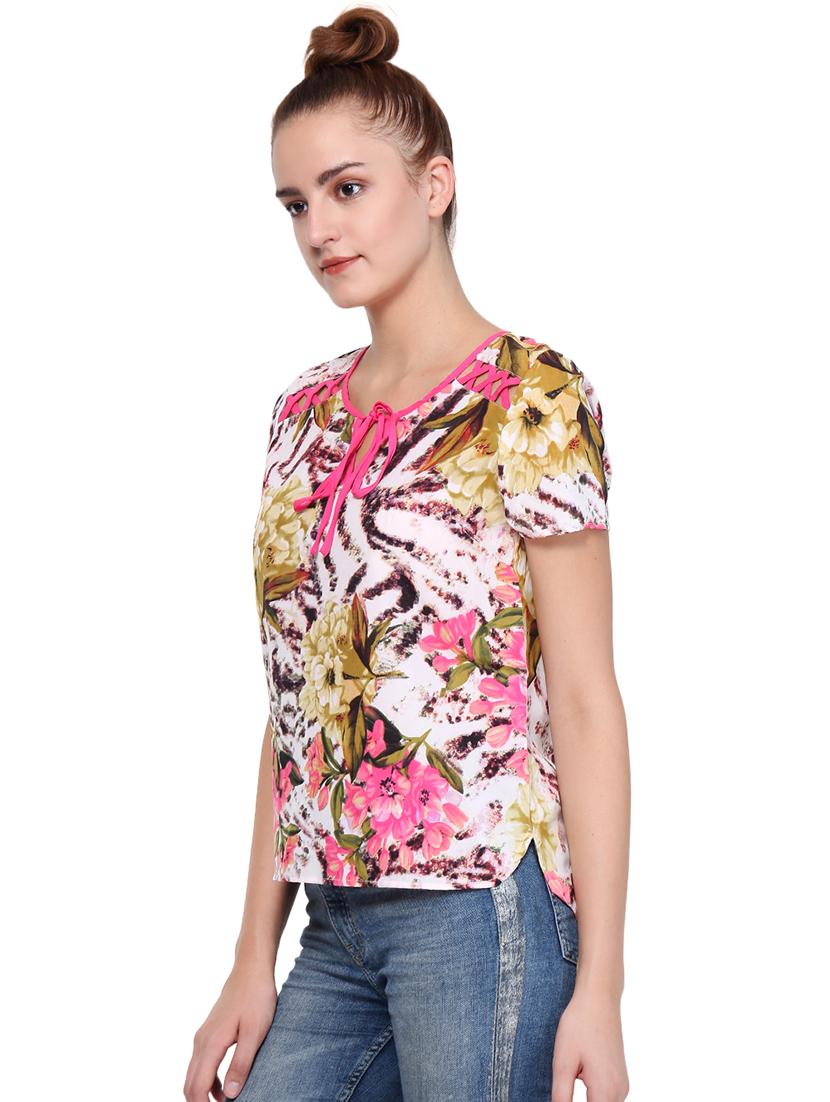 women's straight tie-up neck top - 16241707 - Standard Image - 1