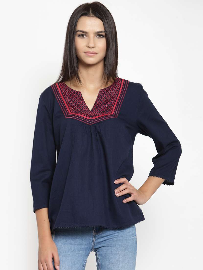 women's straight notch neck top - 16241730 - Zoom Image - 0