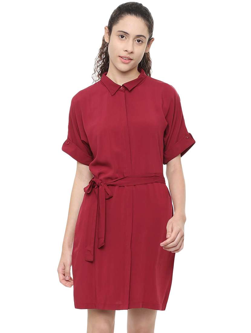 tie-knot turn up shirt dress