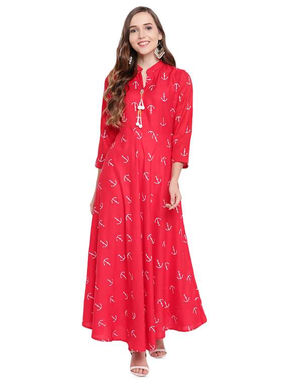 block print flared kurta