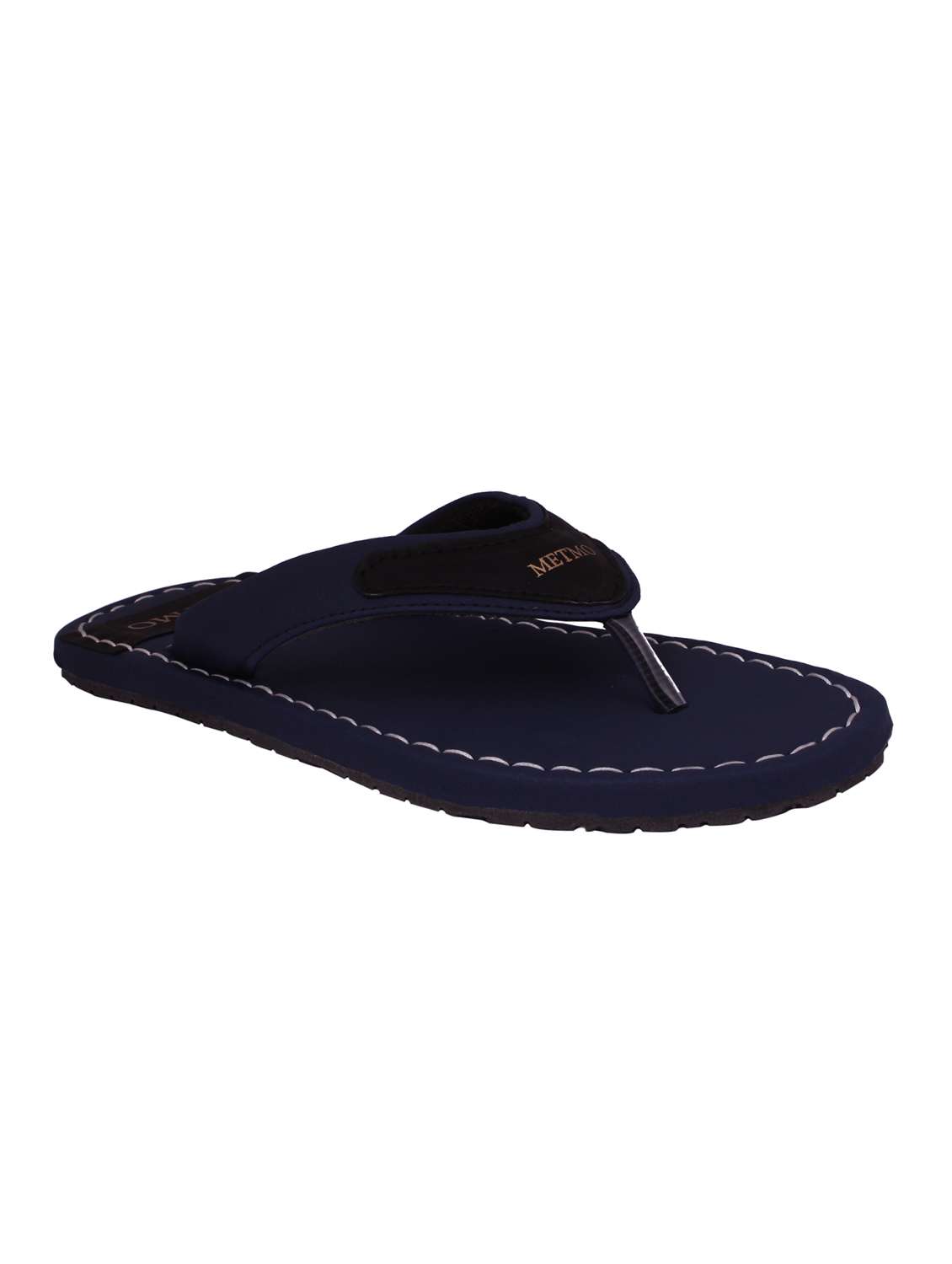 blue leatherette toe separator slippers