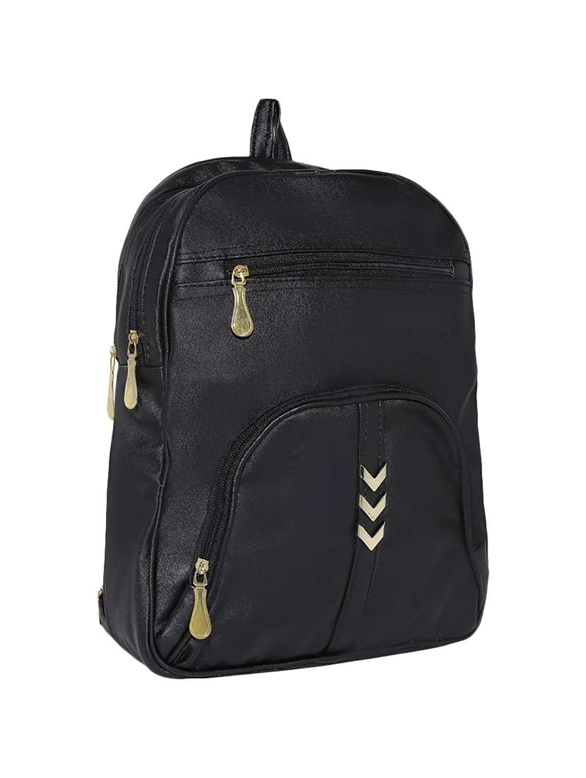 black leatherette (pu) regular backpack