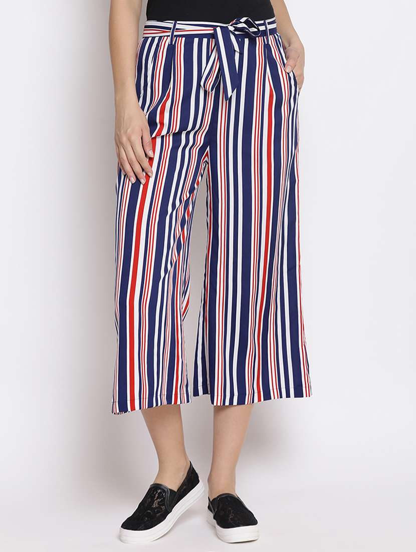 pleat detail striped culotte