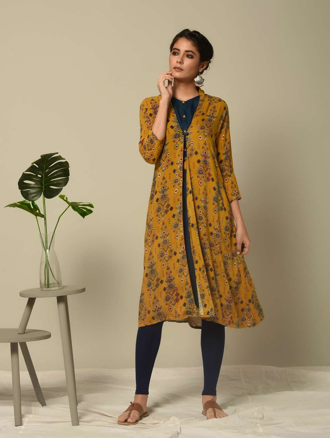 printed layered kurta