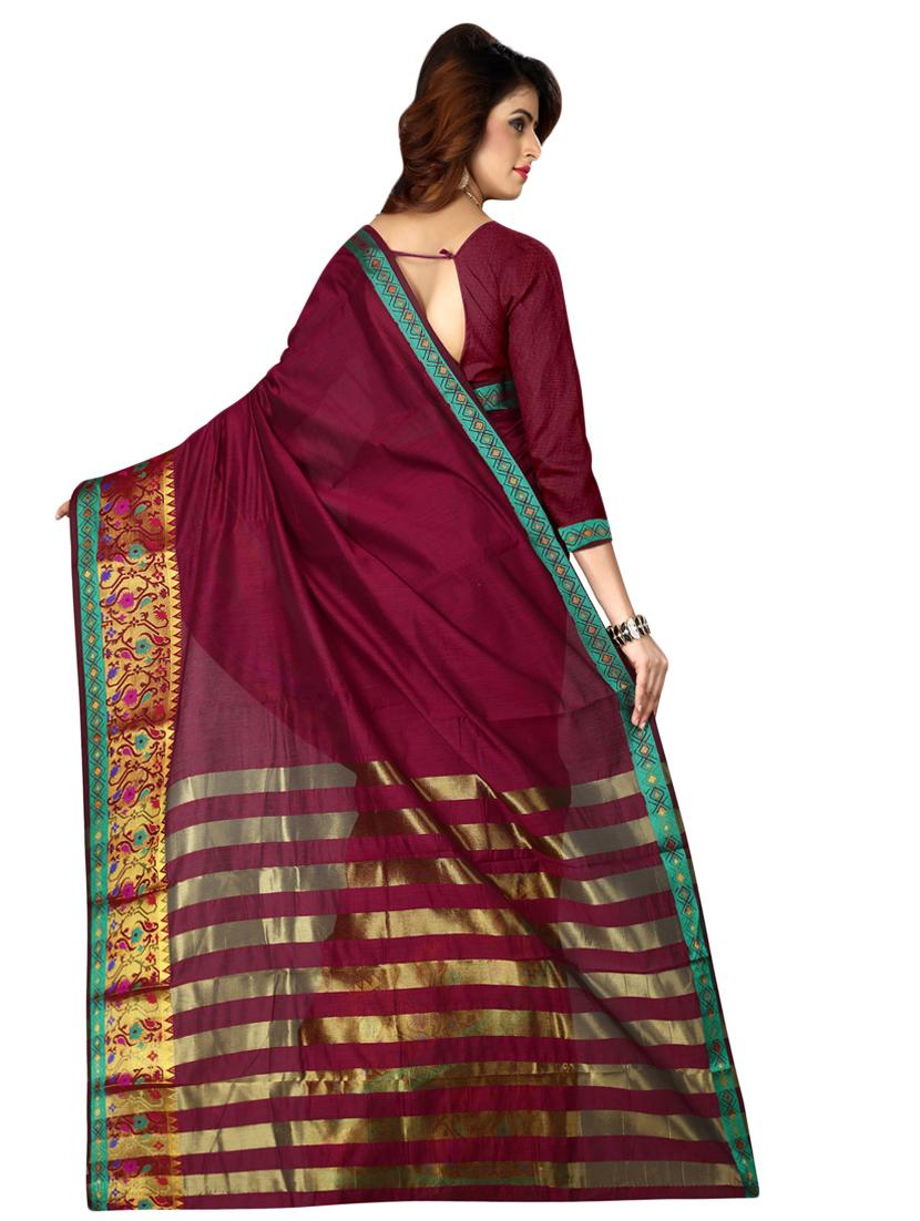 zari bordered banarasi saree with blouse - 16246069 - Standard Image - 1