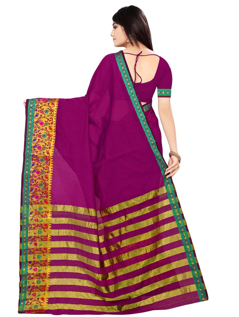 zari bordered banarasi saree with blouse - 16246071 - Standard Image - 1