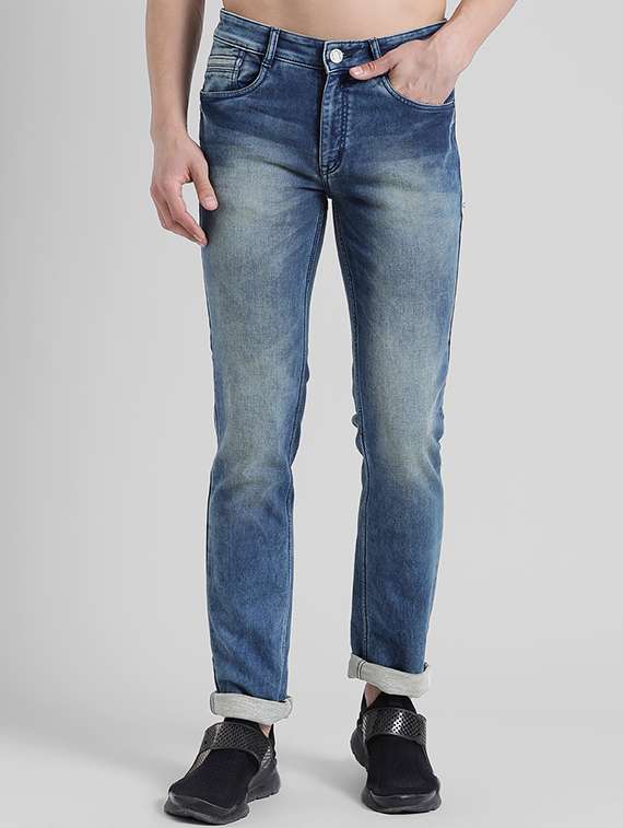 blue heavy washed jeans