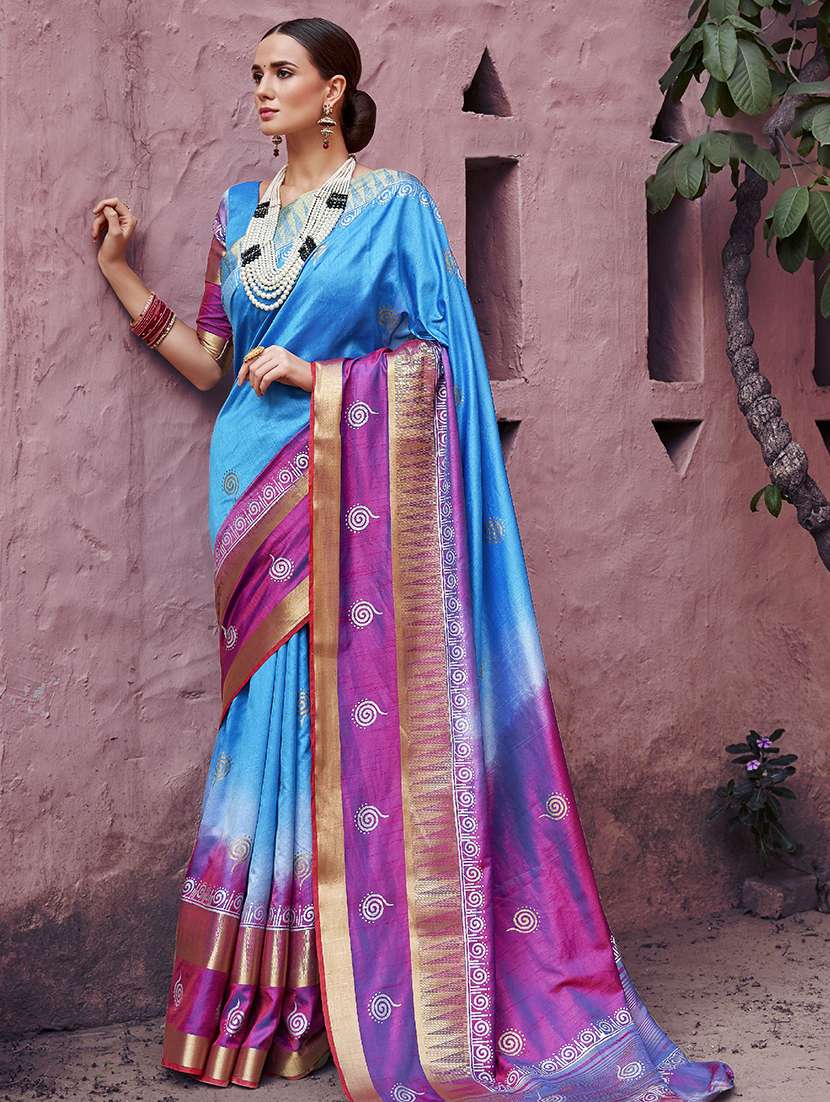 printed woven saree with blouse