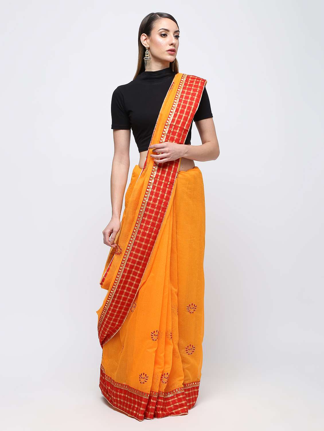 embroidered kota doria saree with blouse