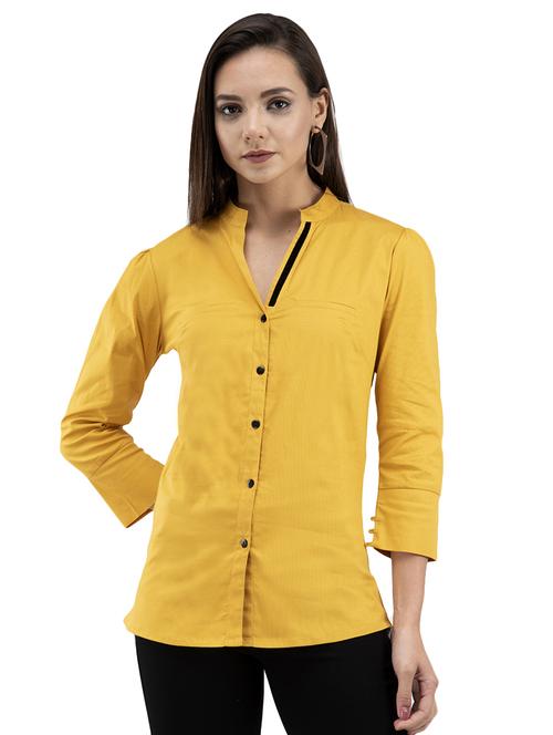 mandarin neck solid shirt - 16249916 - Standard Image - 0