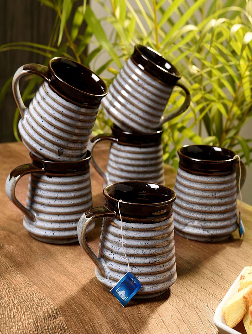 silver studio ceramic tea/coffee mug (set of 6)