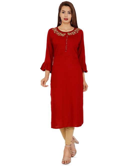 women's straight kurta - 16256693 - Standard Image - 0