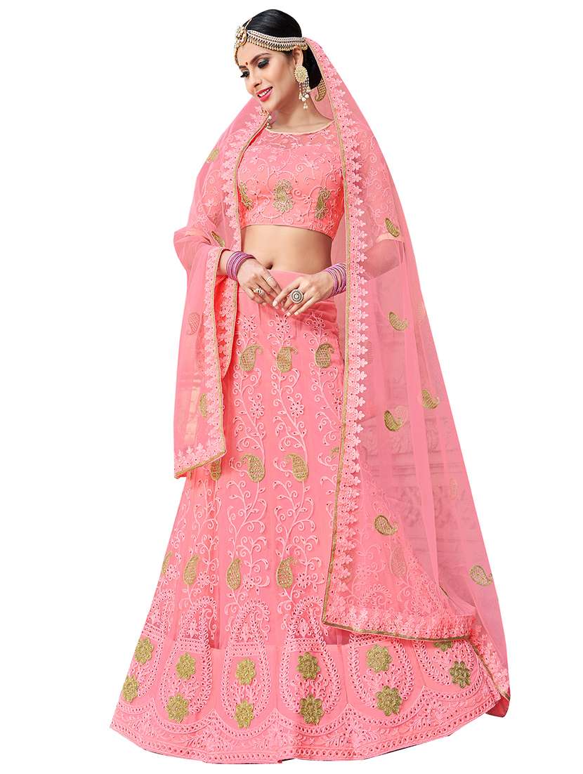 paisley embroidered a-line lehenga